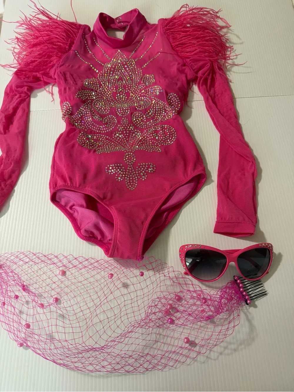 Revolution Tenth House Dance Leotard costume EMINENT TH23111 hot pink feather MC